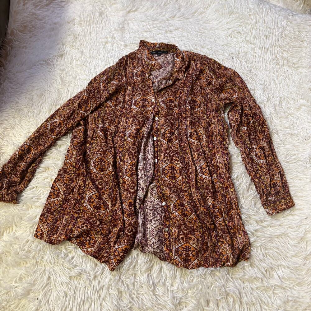 Jane + Delancey women’s orange button large long sleeve